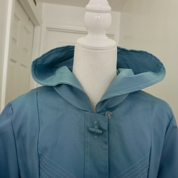 💜 VINTAGE Light Blue Hooded Long Sleeve Jacket/Coat - Picture 6 of 15